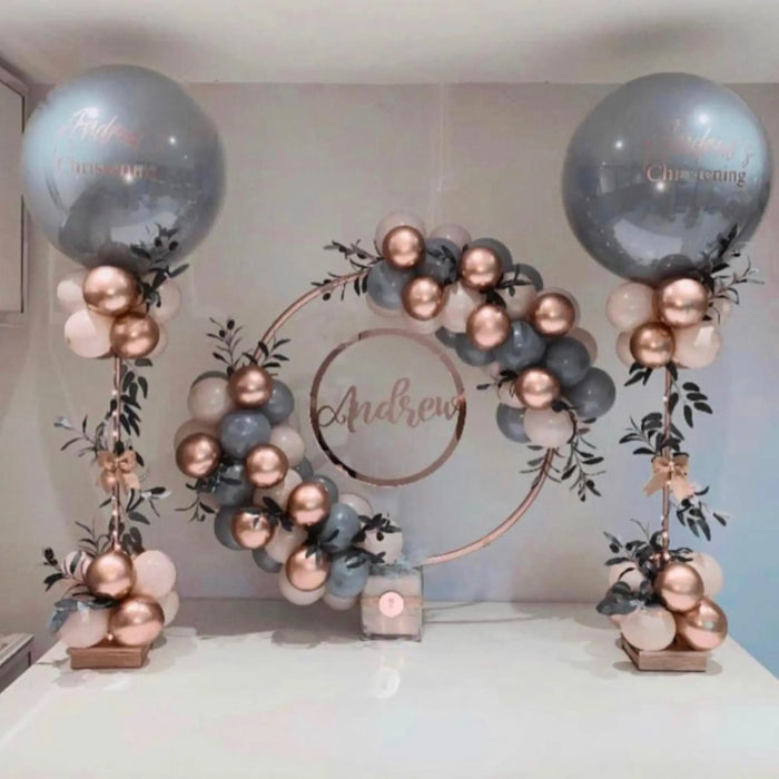 Elegant Christening Balloon Hoop & Welcome Display